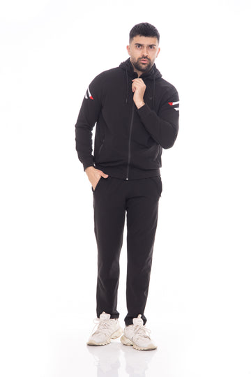 Мъжки спортен екип в черно с бяло и червено