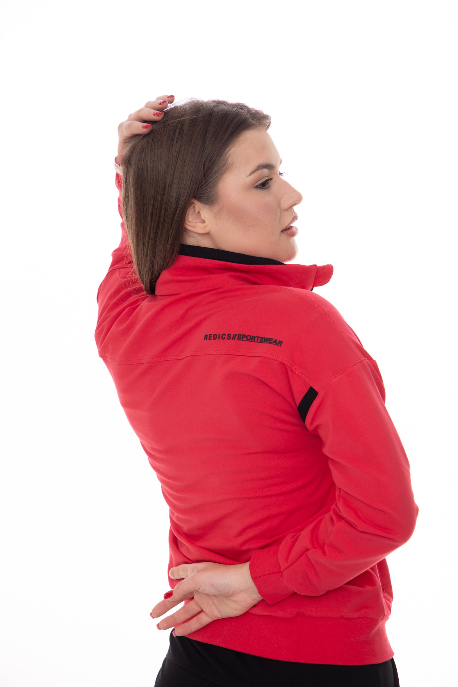 Дамски спортен екип в цвят диня и черно