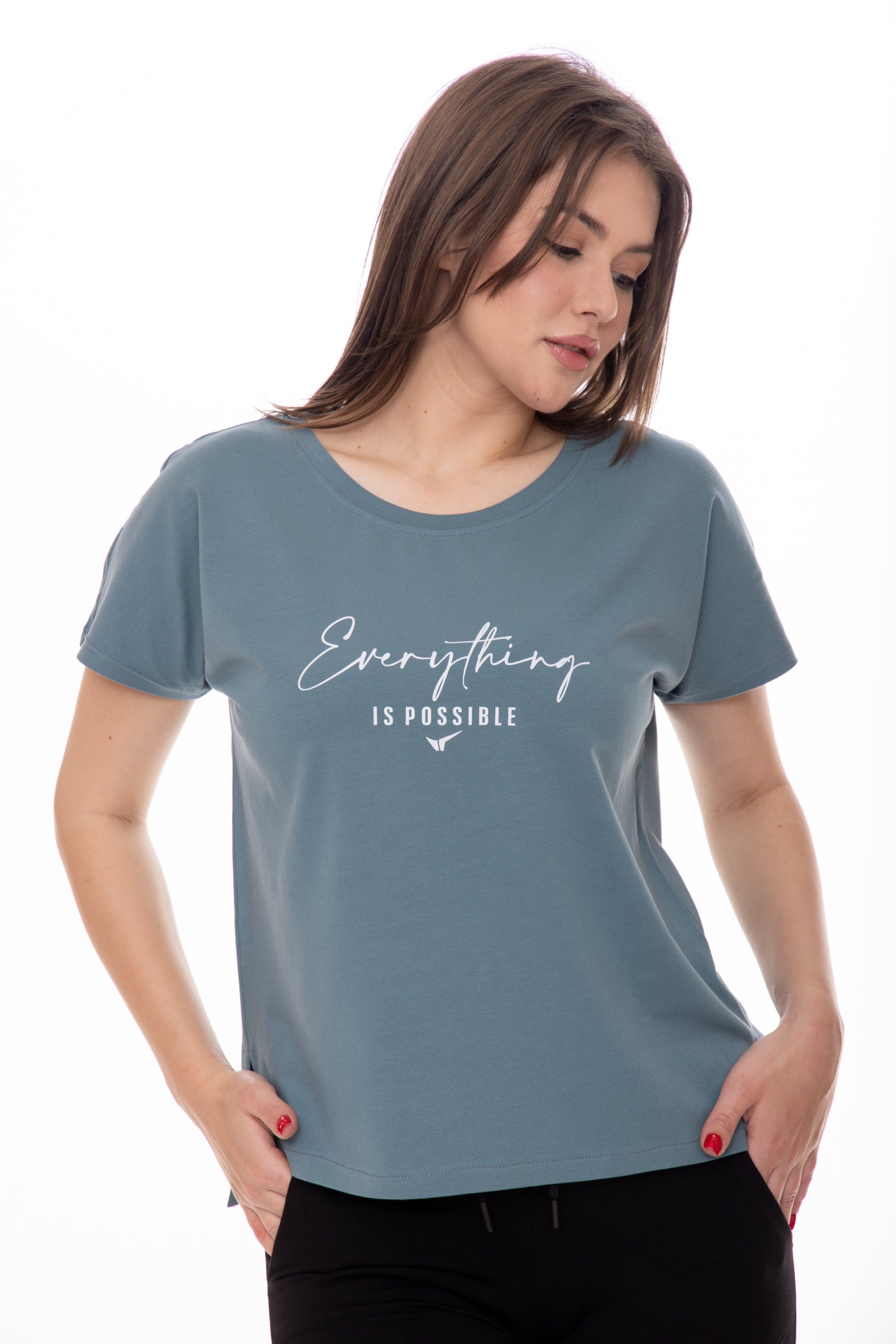 Дамска тениска в петрол