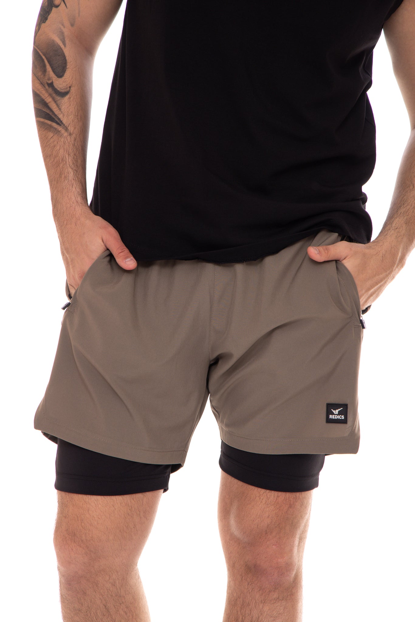 Мъжки шушлякови шорти с клин в каки