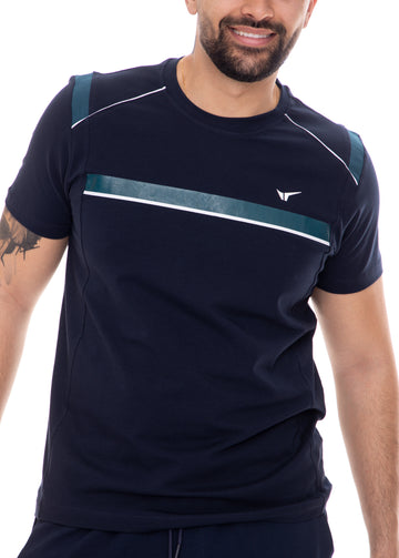 Мъжка тениска в тъмно синьо с петрол