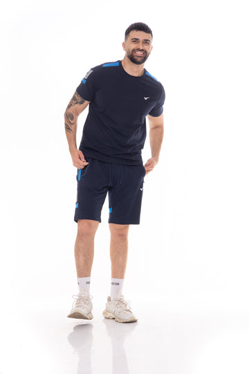 Мъжка тениска в тъмно синьо със синьо