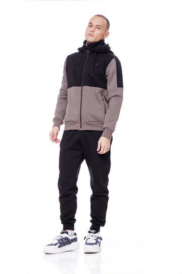 Мъжки спортен ватиран екип в цвят каки и черно 25-0094