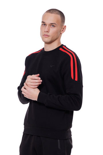 Мъжка спорта ватирана блуза в черно и червено