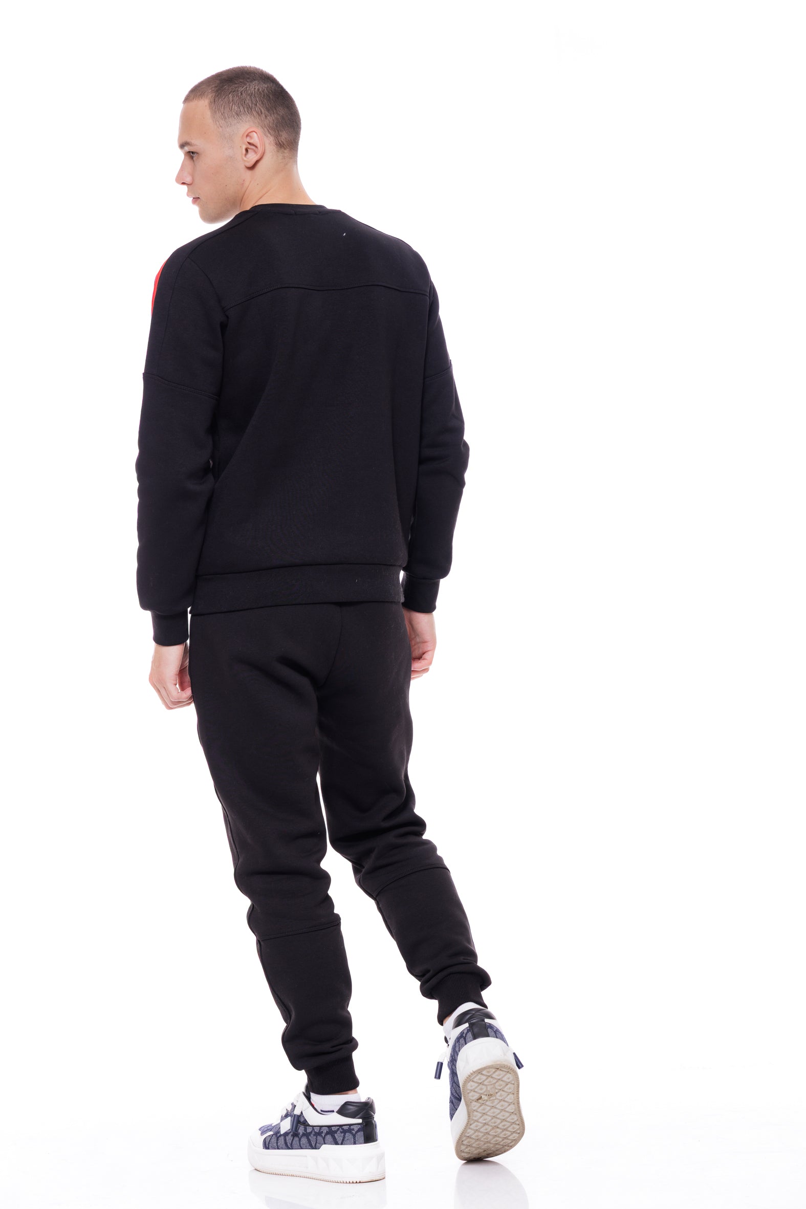 Мъжка спорта ватирана блуза в черно и червено