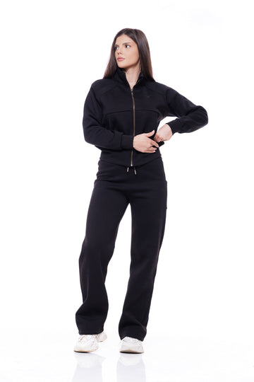 Дамски спортен ватиран екип в черно 25-1111