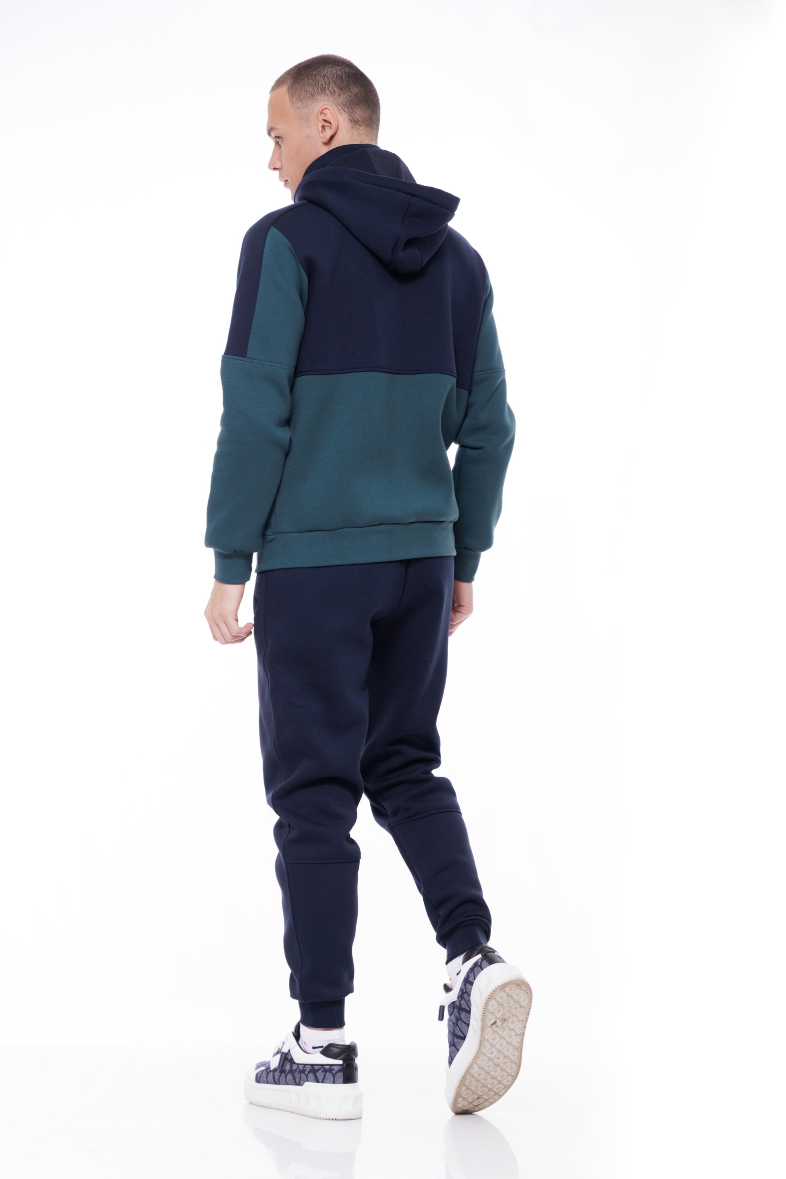 Мъжки спортен ватиран екип в тъмносиньо и тъмнозелено 25-0094