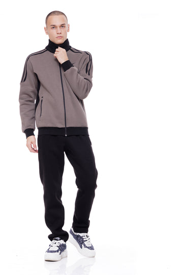 Мъжки спортен ватиран екип в цвят каки