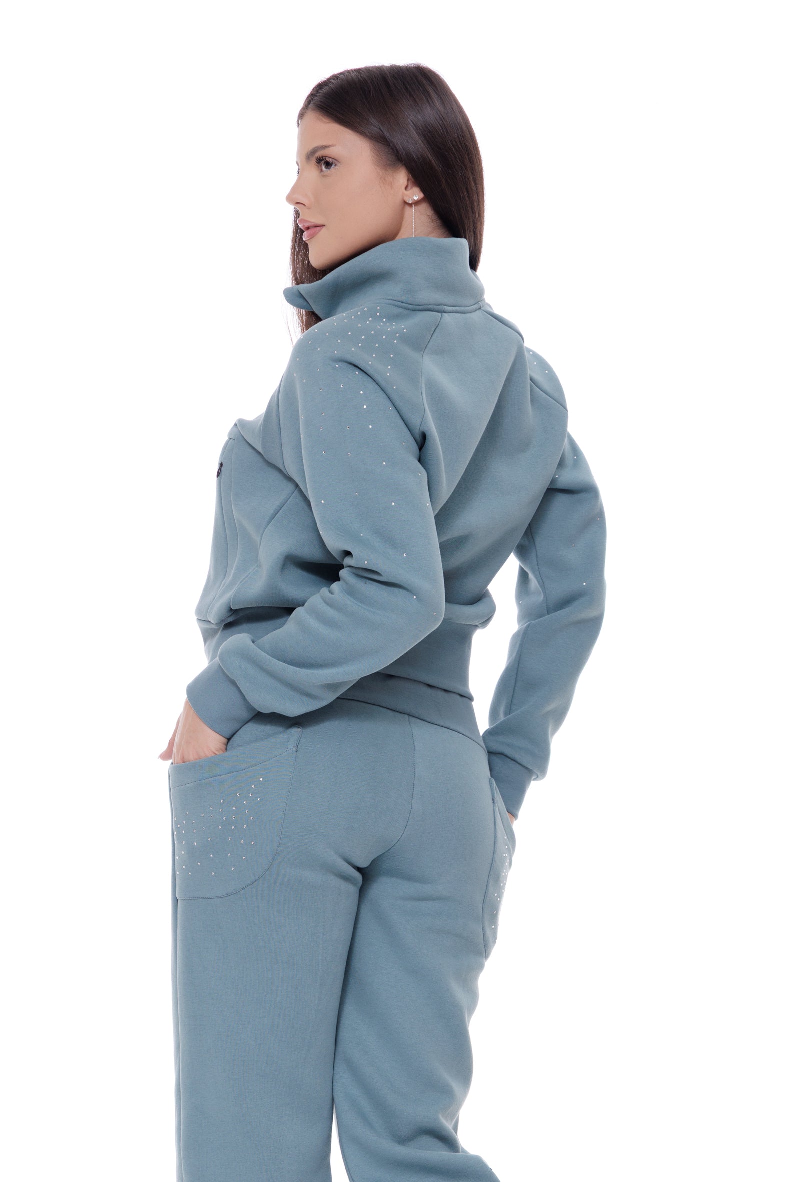 Дамски спортен ватиран екип в светъл петрол 25-1111