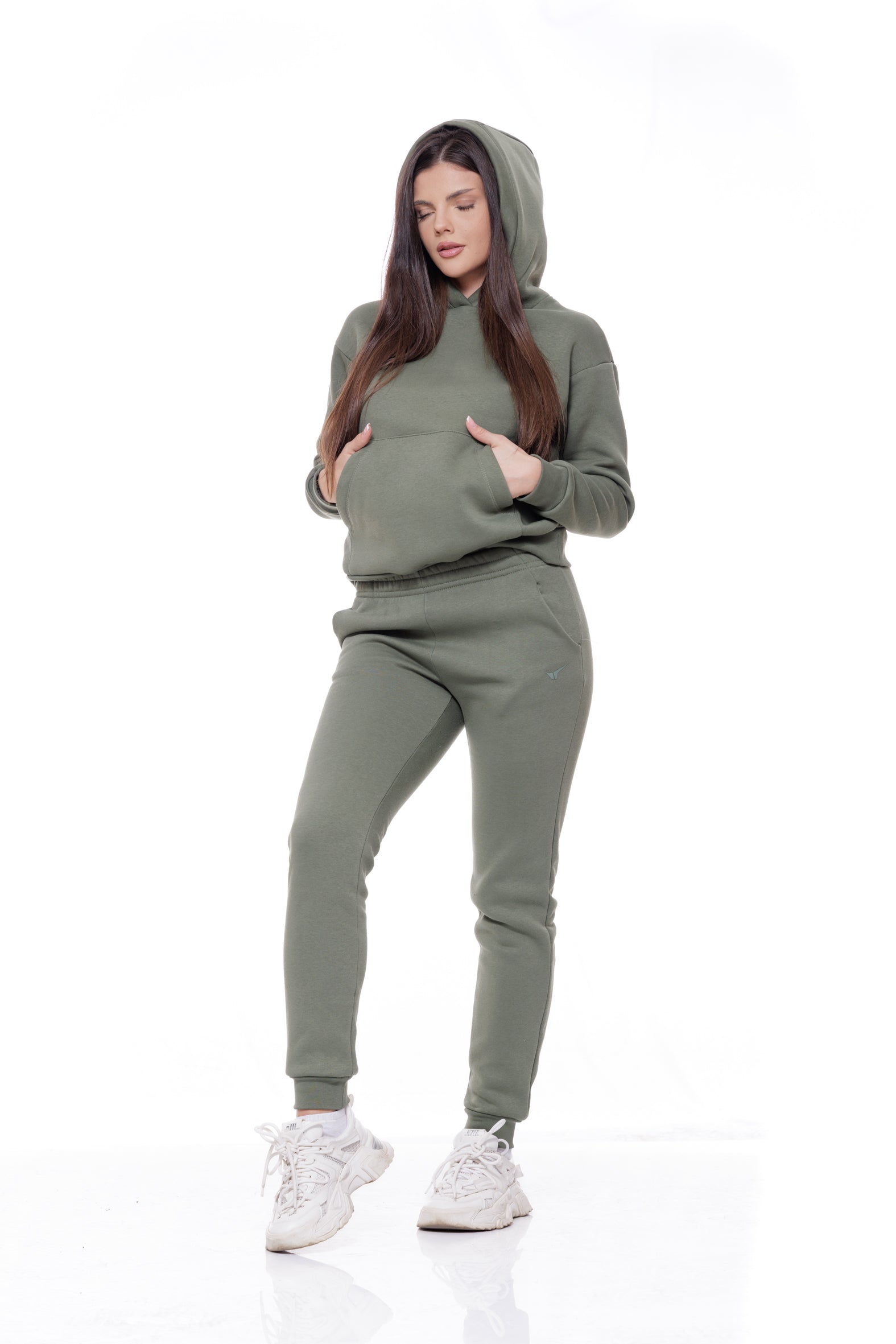 Дамски спортен ватиран екип в зелено 23-1171