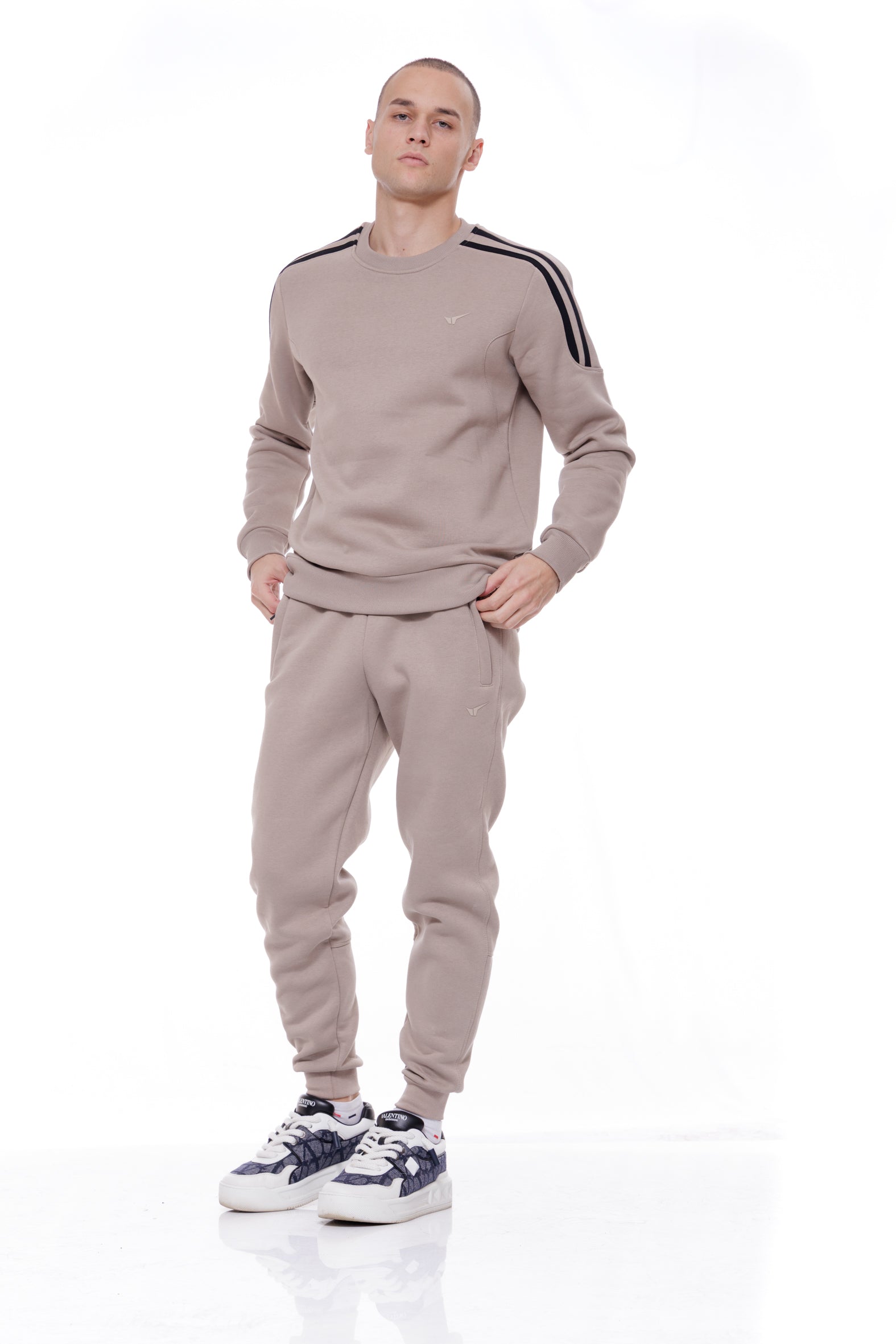 Мъжка спортна ватирана блуза в бежово