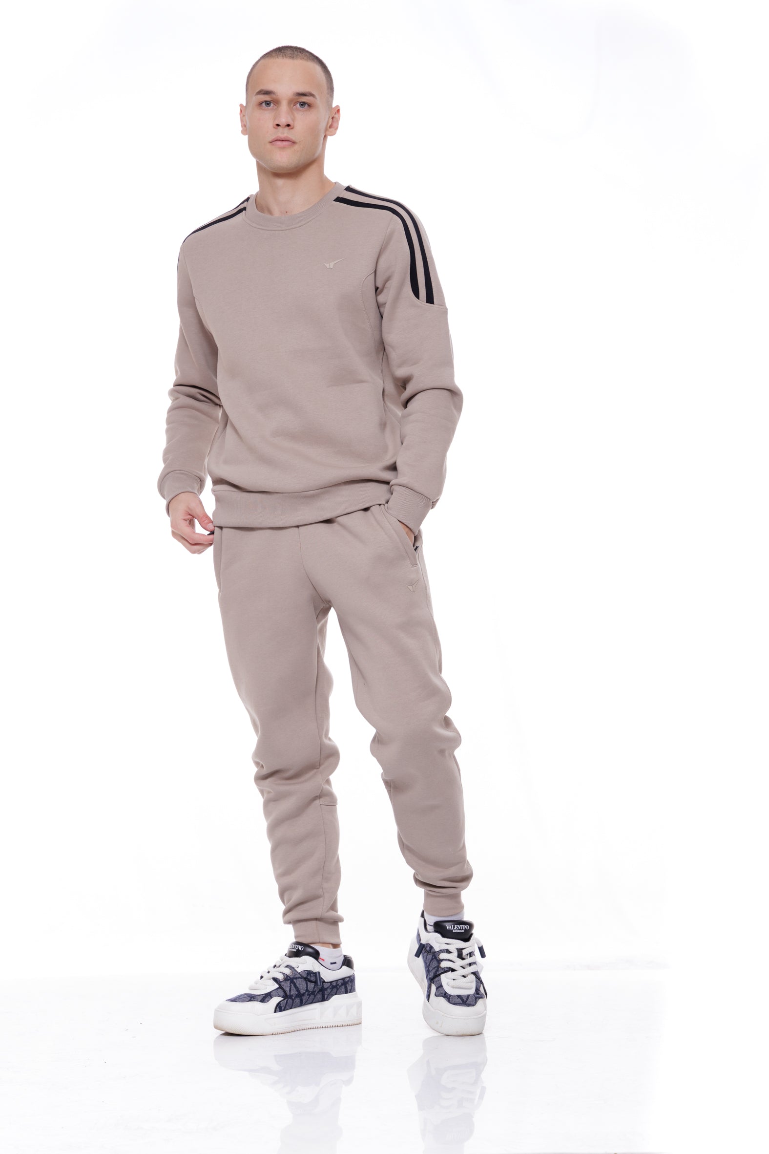 Мъжка спортна ватирана блуза в бежово