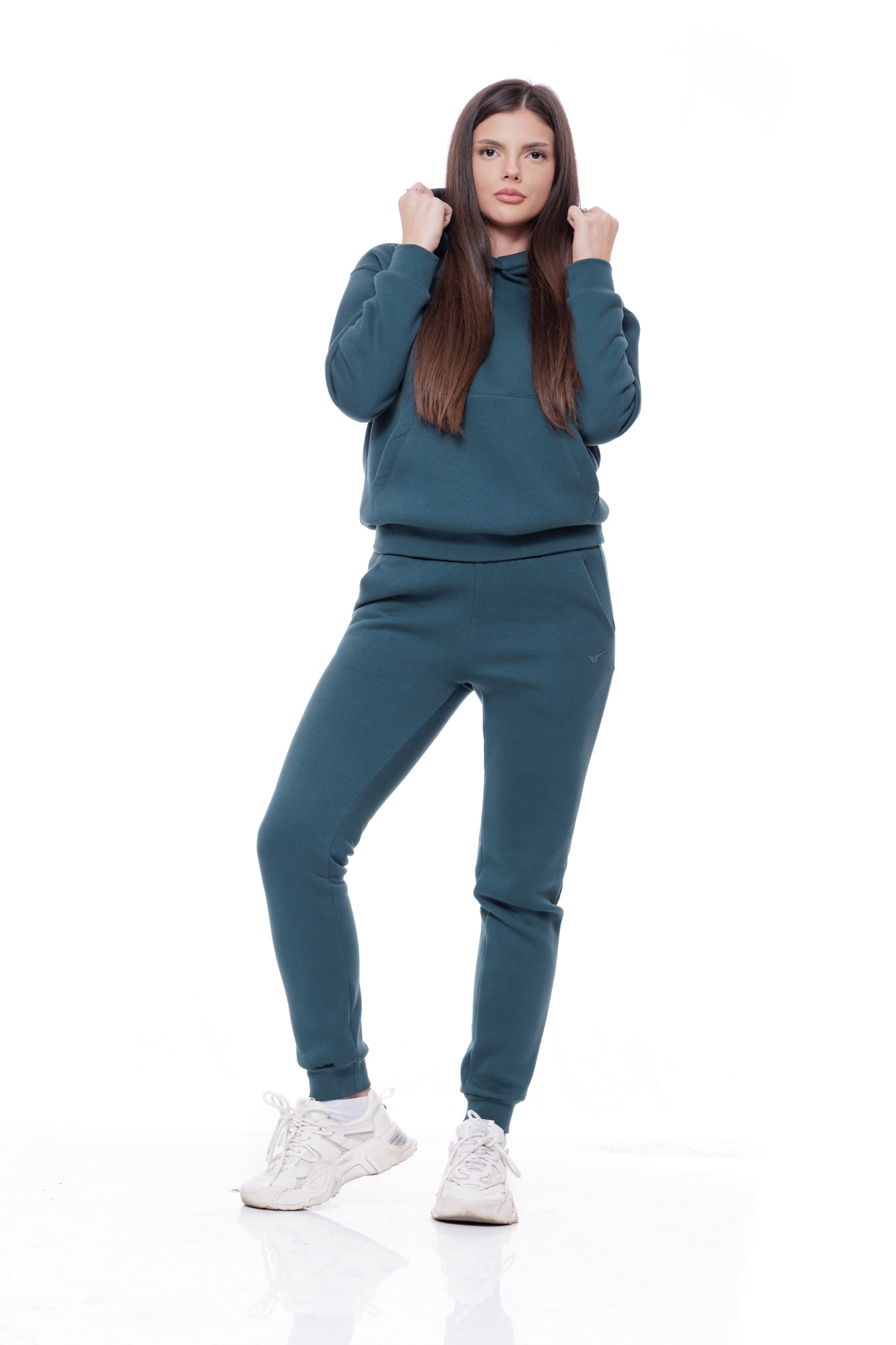 Дамски спортен ватиран екип в тъмнозелено 23-1171