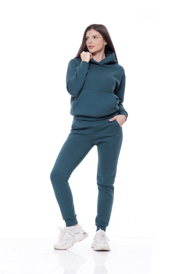 Дамски спортен ватиран екип в тъмнозелено 23-1171