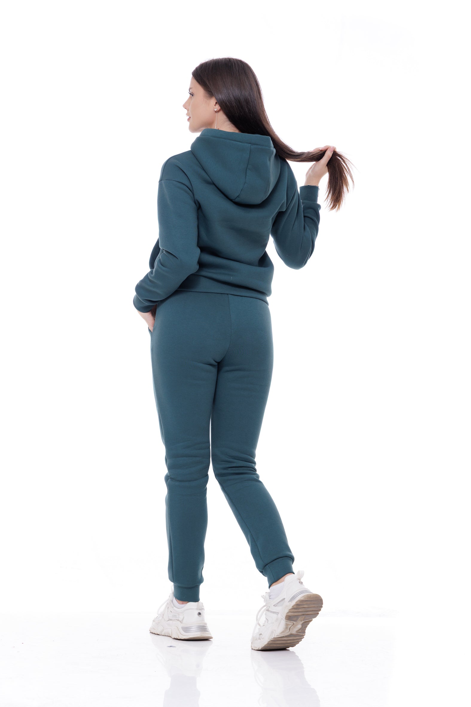 Дамски спортен ватиран екип в тъмнозелено 23-1171