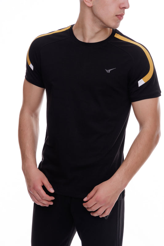 Мъжка тениска в черно с жълто